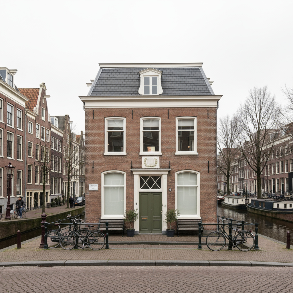 Exterior of a modest cultural centre building in Amsterdam